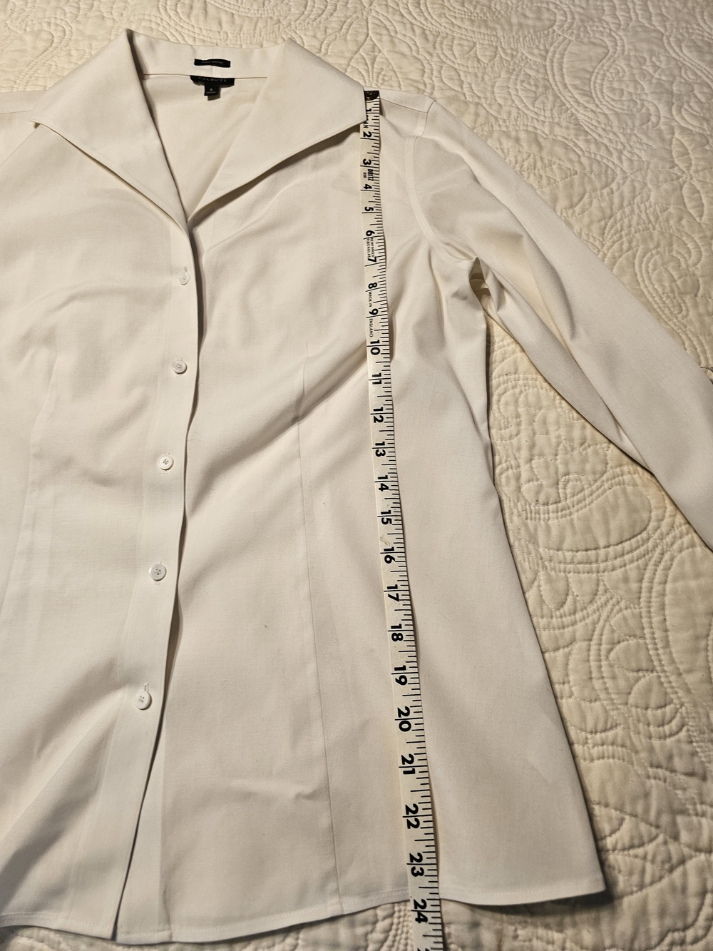 Talbots Ivory Button-Front Long Sleeve Blouse